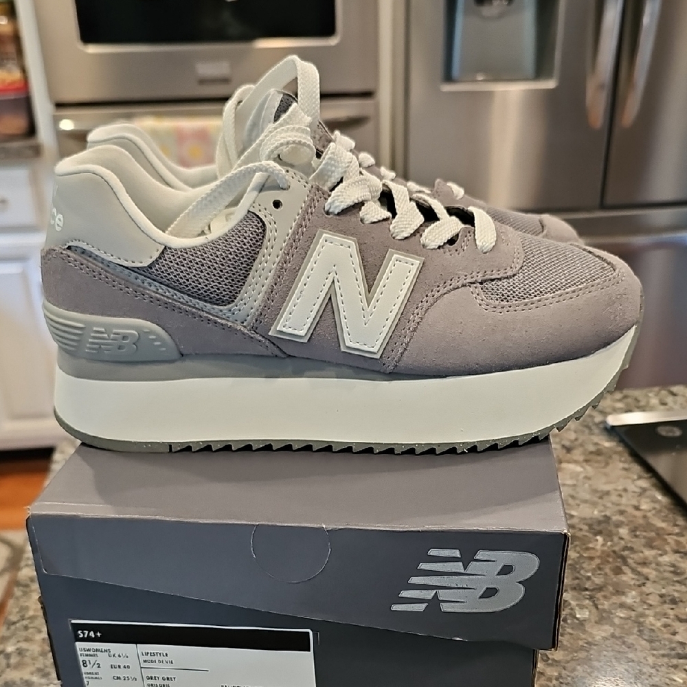 New Balance Women's Gray and White Sneakers